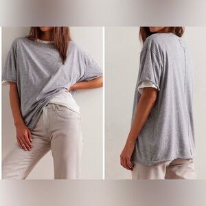 NEW Free People We the Free Nina Tee - Heather grey - Large, XL